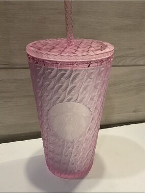 Starbucks Light Pink Textured Chainlink Cold Cup